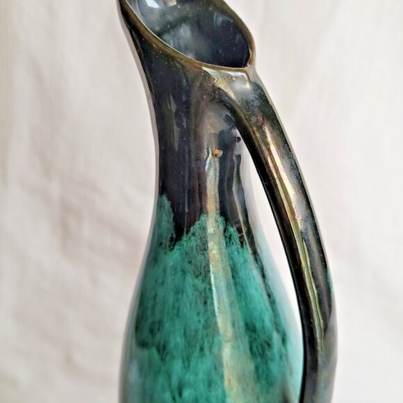 EVANGELINE POTTERY DRIP GLAZE 12-1/2" EWER Pitcher Vase / Canada Excellent Con - Picture 5 of 10